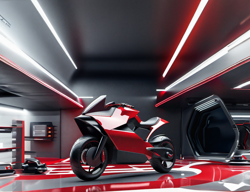 Red Electric Motorcycle 